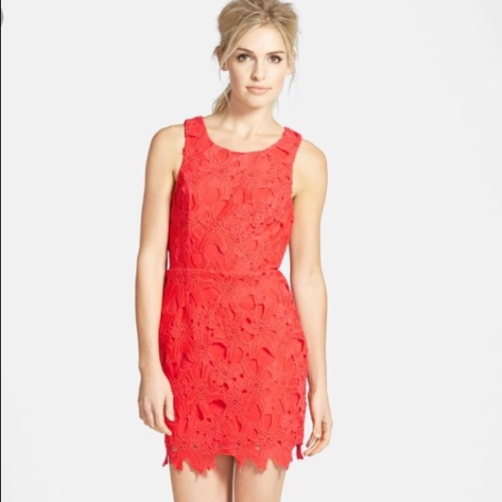 ASTR Coral Floral Sheath Dress